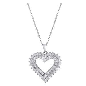 Brilliance 925 Sterling Silver CZ Open Heart Pendant Necklace 18” NIB